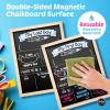 imageLoddie Doddie  FirstLast Day of School Board and Chalk Markers  14 X 11 Double Sided Rustic Frame with Printed Surface  First Day Back to School Supplies Signs  2 Markers Rustic BrownLight Wood