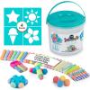 imageLoddie Doddie 49pc Sidewalk Chalk Bucket  Pack of 49 Pieces  Outdoor Water Play ampamp Washable Kids Art Supplies  4 Holders 10 Refillable Balls ampamp 4 Stencils for Kids Activities