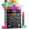 imageLoddie Doddie Chalk Markers  Pack of 16 6mm Reversible Bullet ampamp Chisel Tips  NonToxic DustFree Erasable Liquid Chalk Ink  Dry Erase Markers for Glass Windows ampamp Whiteboards1 Count Pack of 24