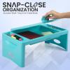 imageLoddie Doddie Foldable Lap Desk with Storage Pocket  Blush Portable Lap TableTray for Laptops Crafts Travel Breakfast in Bed Gaming Kids ampamp Teens  Floor Desk for KidsTeal Blue