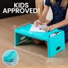 imageLoddie Doddie Foldable Lap Desk with Storage Pocket  Blush Portable Lap TableTray for Laptops Crafts Travel Breakfast in Bed Gaming Kids ampamp Teens  Floor Desk for KidsTeal Blue