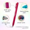 imageLoddie Doddie Gel Pens for Journaling ampamp Note Taking  Black 8Pack 07 mm Medium Point Smooth Writing No Smudge No Bleed Retractable PensJewel Tones