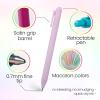 imageLoddie Doddie Gel Pens for Journaling ampamp Note Taking  Black 8Pack 07 mm Medium Point Smooth Writing No Smudge No Bleed Retractable PensMacaron Pastel