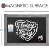 imageLoddie Doddie Magnetic Chalkboard  46quot x 345quot with Rustic Frame  EasytoErase Large Magnetic Board for Kitchen ampamp Wall Decor  Hanging Black ChalkboardGray Rustic Frame