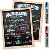 imageLoddie Doddie  FirstLast Day of School Board and Chalk Markers  14 X 11 Double Sided Rustic Frame with Printed Surface  First Day Back to School Supplies Signs  2 Markers Rustic BrownLight Wood