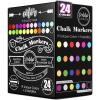 imageLoddie Doddie Chalk Markers  Pack of 16 6mm Reversible Bullet ampamp Chisel Tips  NonToxic DustFree Erasable Liquid Chalk Ink  Dry Erase Markers for Glass Windows ampamp Whiteboards1 Count Pack of 24