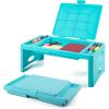 imageLoddie Doddie Foldable Lap Desk with Storage Pocket  Blush Portable Lap TableTray for Laptops Crafts Travel Breakfast in Bed Gaming Kids ampamp Teens  Floor Desk for KidsTeal Blue