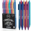 imageLoddie Doddie Gel Pens for Journaling ampamp Note Taking  Black 8Pack 07 mm Medium Point Smooth Writing No Smudge No Bleed Retractable PensJewel Tones