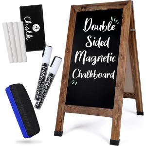 imageLoddie Doddie 40quot x 20quot Outdoor Sandwich Board Sign  DualSided AFrame Chalkboard Easel with Chalk Markers ampamp Accessories  Free Standing Extra Large Magnetic Chalkboard Sign