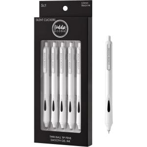 imageLoddie Doddie 5Pack Retractable Gel Pens  05mm Fine Point Black Ink ampamp White Barrel  Smooth ampamp QuickDry Ink SilentClick  Pens for Journaling School ampamp Nursing