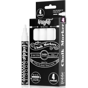 imageLoddie Doddie Chalk Markers  Pack of 16 6mm Reversible Bullet ampamp Chisel Tips  NonToxic DustFree Erasable Liquid Chalk Ink  Dry Erase Markers for Glass Windows ampamp Whiteboards4 Count Pack of 1