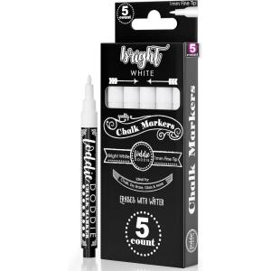 imageLoddie Doddie Chalk Markers for Blackboard ampamp Windows  10 Count Earth Tones 6mm Chisel ampamp Bullet Tip  SmudgeProof Erasable Liquid Chalk Pens with Reversible TipsBright White