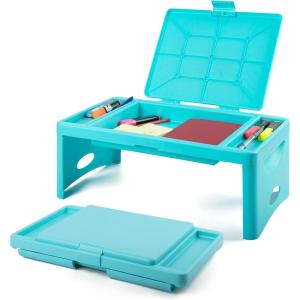 imageLoddie Doddie Foldable Lap Desk with Storage Pocket  Blush Portable Lap TableTray for Laptops Crafts Travel Breakfast in Bed Gaming Kids ampamp Teens  Floor Desk for KidsTeal Blue