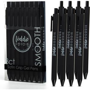 imageLoddie Doddie Gel Pens for Journaling ampamp Note Taking  Black 8Pack 07 mm Medium Point Smooth Writing No Smudge No Bleed Retractable PensBlack