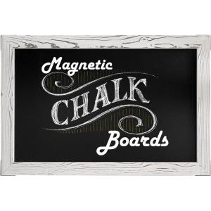 imageLoddie Doddie Magnetic Chalkboard  46quot x 345quot with Rustic Frame  EasytoErase Large Magnetic Board for Kitchen ampamp Wall Decor  Hanging Black ChalkboardWhite Rustic Frame