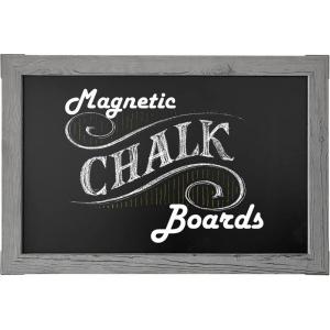 imageLoddie Doddie Magnetic Chalkboard  46quot x 345quot with Rustic Frame  EasytoErase Large Magnetic Board for Kitchen ampamp Wall Decor  Hanging Black ChalkboardGray Rustic Frame