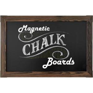 imageLoddie Doddie Magnetic Chalkboard  46quot x 345quot with Rustic Frame  EasytoErase Large Magnetic Board for Kitchen ampamp Wall Decor  Hanging Black ChalkboardRustic Frame