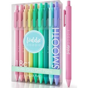 imageLoddie Doddie Retractable Gel Pens with Satin Barrel  Fine Point  18 Bright Color Pens for Bullet Style Journals Notebooks Planners Calendars Notes ampamp Drawing Use at Home Office School CraftsPastel