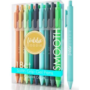 imageLoddie Doddie Retractable Gel Pens with Satin Barrel  Fine Point  18 Bright Color Pens for Bullet Style Journals Notebooks Planners Calendars Notes ampamp Drawing Use at Home Office School CraftsCoastal