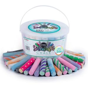 imageLoddie Doddie Sidewalk Chalk for Kids  50 Count 12 Multicolor Jumbo Sticks  NonToxic ampamp Washable Bulk Chalk Pack in Reusable Bucket  Easy Grip for Vibrant Outdoor Kids ActivitiesMulti