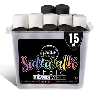 imageLoddie Doddie Sidewalk Chalk for Kids  50 Count 12 Multicolor Jumbo Sticks  NonToxic ampamp Washable Bulk Chalk Pack in Reusable Bucket  Easy Grip for Vibrant Outdoor Kids Activities10 Black 5 White