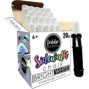 imageLoddie Doddie Sidewalk Chalk for Kids  50 Count 12 Multicolor Jumbo Sticks  NonToxic ampamp Washable Bulk Chalk Pack in Reusable Bucket  Easy Grip for Vibrant Outdoor Kids ActivitiesWhite