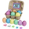 imageLoddie Doddie Sidewalk Chalk Eggs  Pack of 6 FlatBottom Assorted Colors  Chalk Eggs with Toys Inside  Ergonomic Oval Shape ampamp Kids Toys  Washable ampamp Outdoor Product