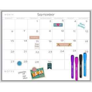 imageLoddie Doddie Magnetic Dry Erase Calendar Whiteboard  17x23 in Aluminum Frame  Spacious Grid for Quick Notes  Magnetic Board for Fridge ampamp Wall Mount  Vibrant Markers ampamp Magnets for Monthly Planner