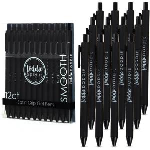 imageLoddie Doddie Gel Pens  Pack of 12 07mm Tip Retractable Black Ink  Smooth Writing ampamp Smudge Proof Pen  Fine 07mm Needle Point Tip for Precision  Retractable Design ampamp Supplies for School