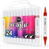 imageLoddie Doddie Acrylic Markers 24 Unique Colors DoubleEnded Multi Surface Art Markers Set with Fine and Brush Tips Portable Storage Case for DIY Projects Crafts and Decor 241 Count Pack of 24